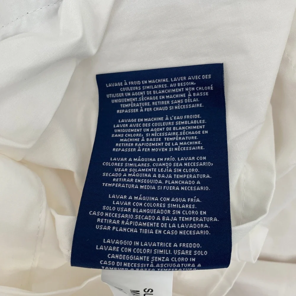 Ralph Lauren Palmer Duvet Cover KING White Sky Blue Ribbon Trim 100% Cotton